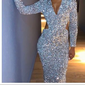 Silver Sequin Gown.